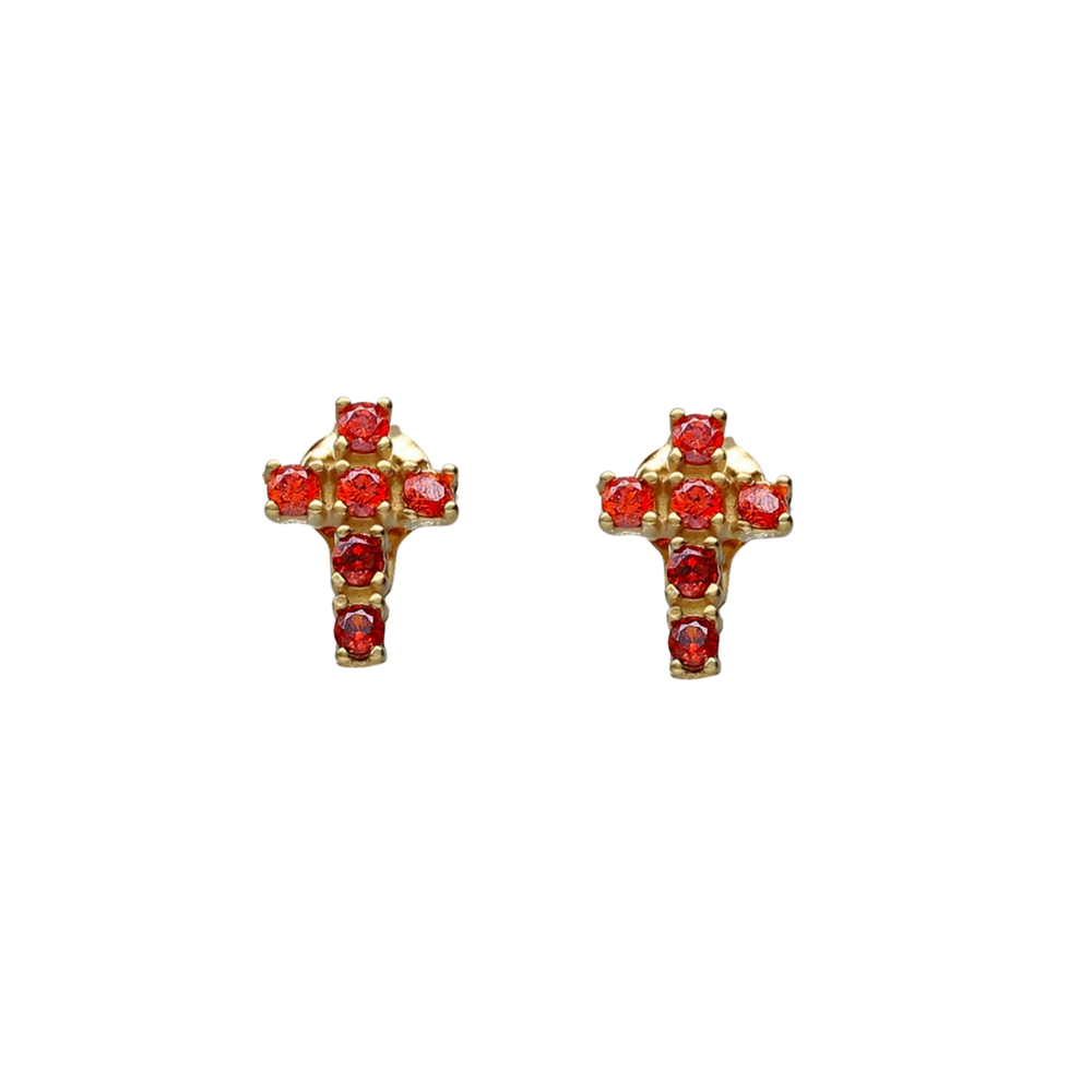 
                      
                        pendientes cruces circonitas rojas plata de ley 925 y baño de oro de 18 kt
                      
                    