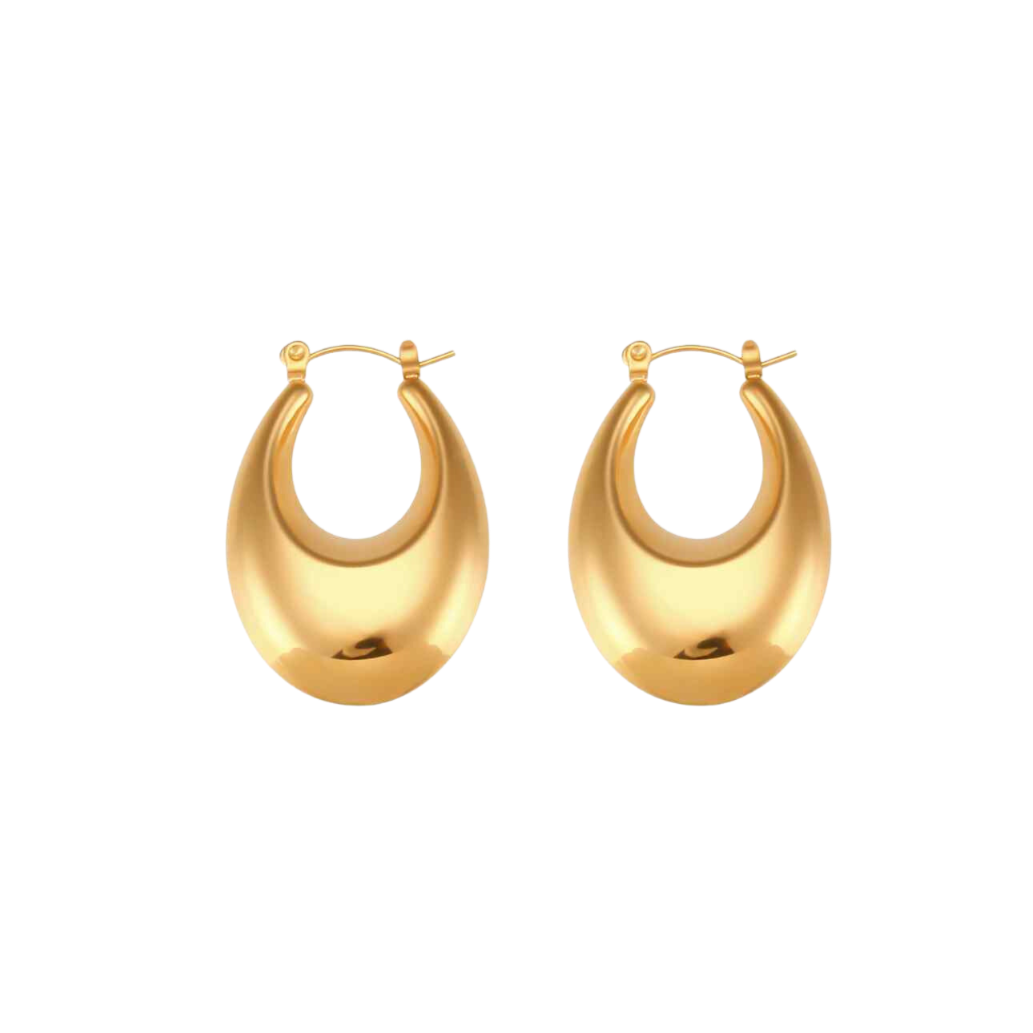 pendientes ovalados oro waterproof - Bendita Eva