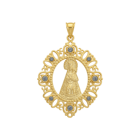 Medalla Virgen de los Desamparados plata de ley y baño de oro 18K