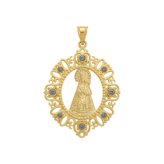Medalla Virgen de los Desamparados plata de ley y baño de oro 18K