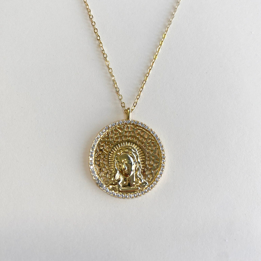 Colgante Medalla Virgen María plata de ley 925 bañada en oro 18K