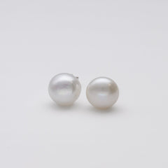 Pendientes perla botón 12-13 mm AAA
