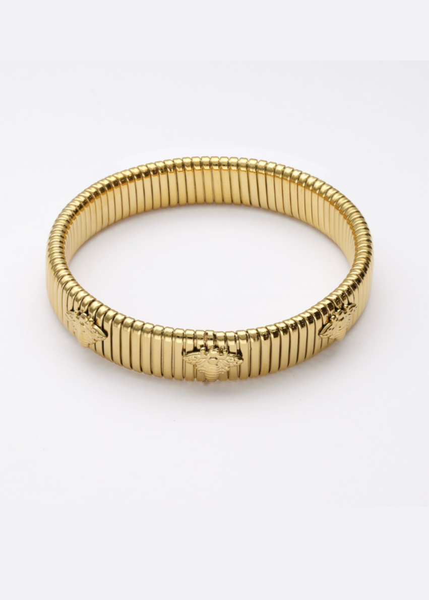 Pulsera elastica con 3 abejas incorporadas de acero inoxidable de Bendita Eva