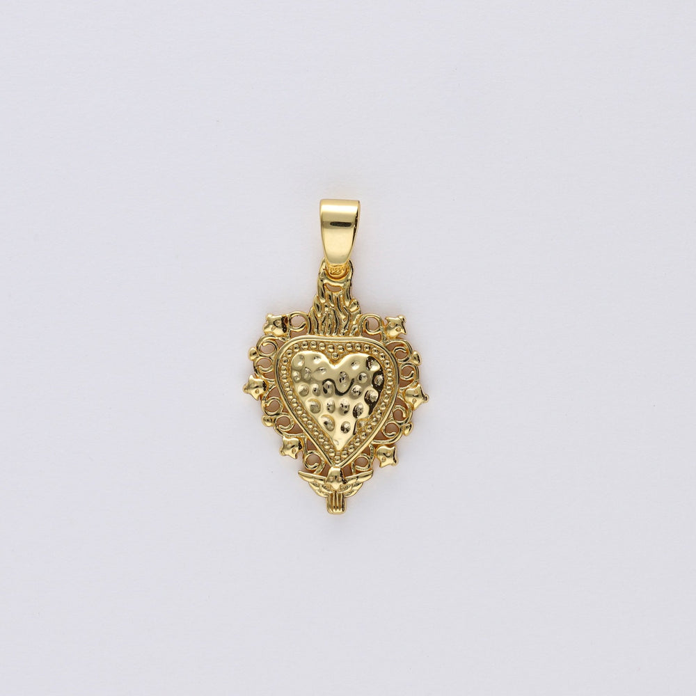 colgante sagrado corazon plata de ley chapado en oro 18 kt - Bendita Eva