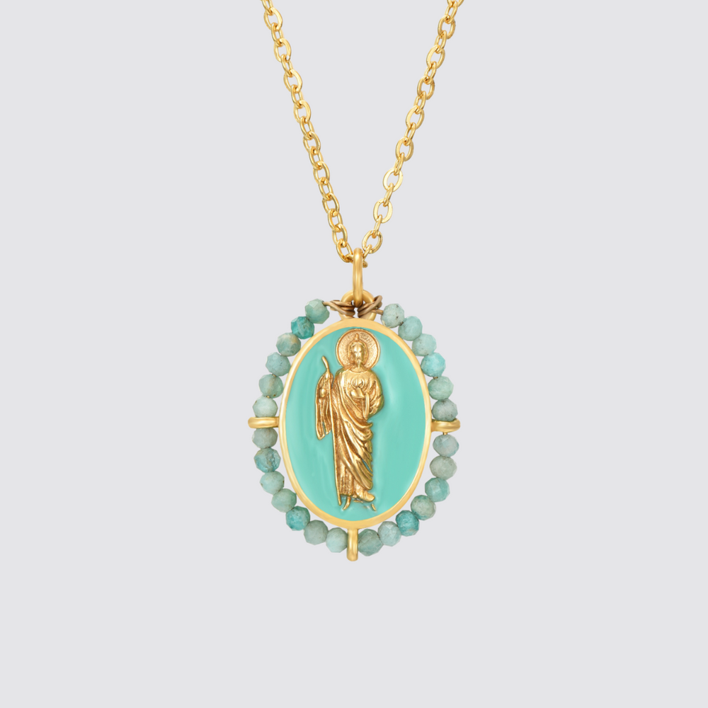 San Judas Tadeo con piedras amazonita - Bendita Eva
