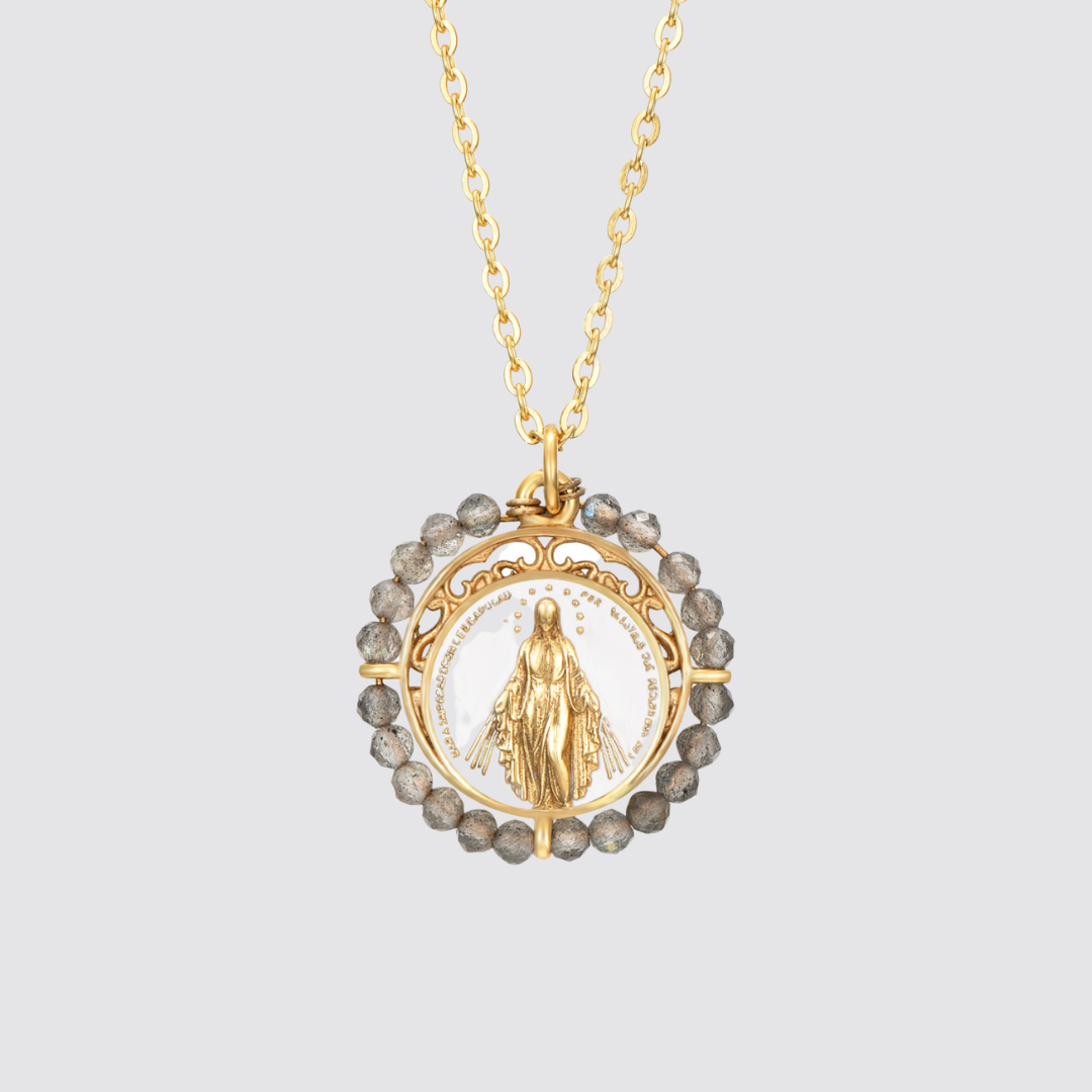 Medalla Virgen Milagrosa Labradorita waterproof - Bendita Eva