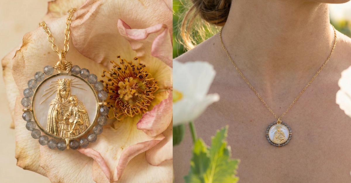 Virgen del Carmen con piedra labradorita de Bendita Eva