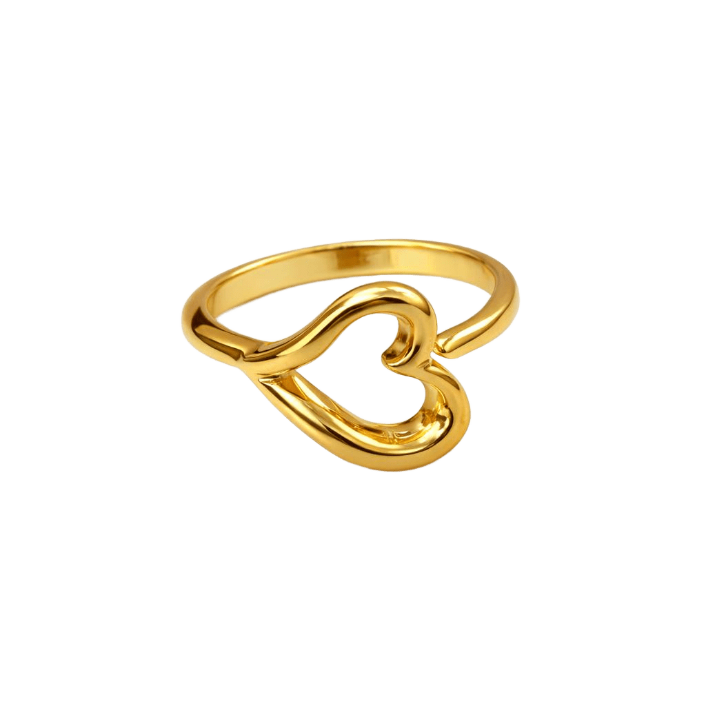 Anillo Corazón en plata de ley con baño de oro 18K, diseño artesanal español que simboliza amor, conexión y protección emocional, joya delicada, elegante y atemporal de Bendita Eva, con brillo duradero ideal para el día a día.
