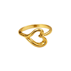 Anillo Corazón plata de ley y baño de oro 18K