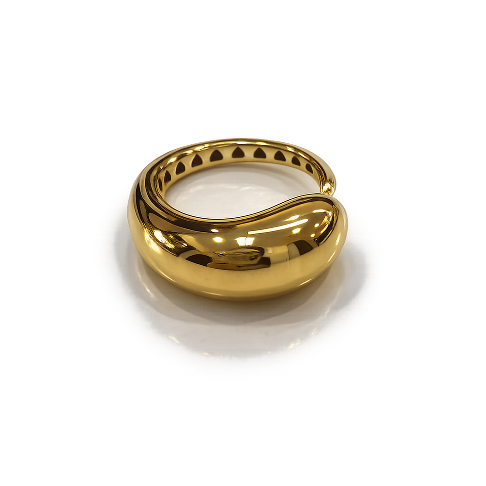 Anillo Creciente plata de ley y baño de oro 18K