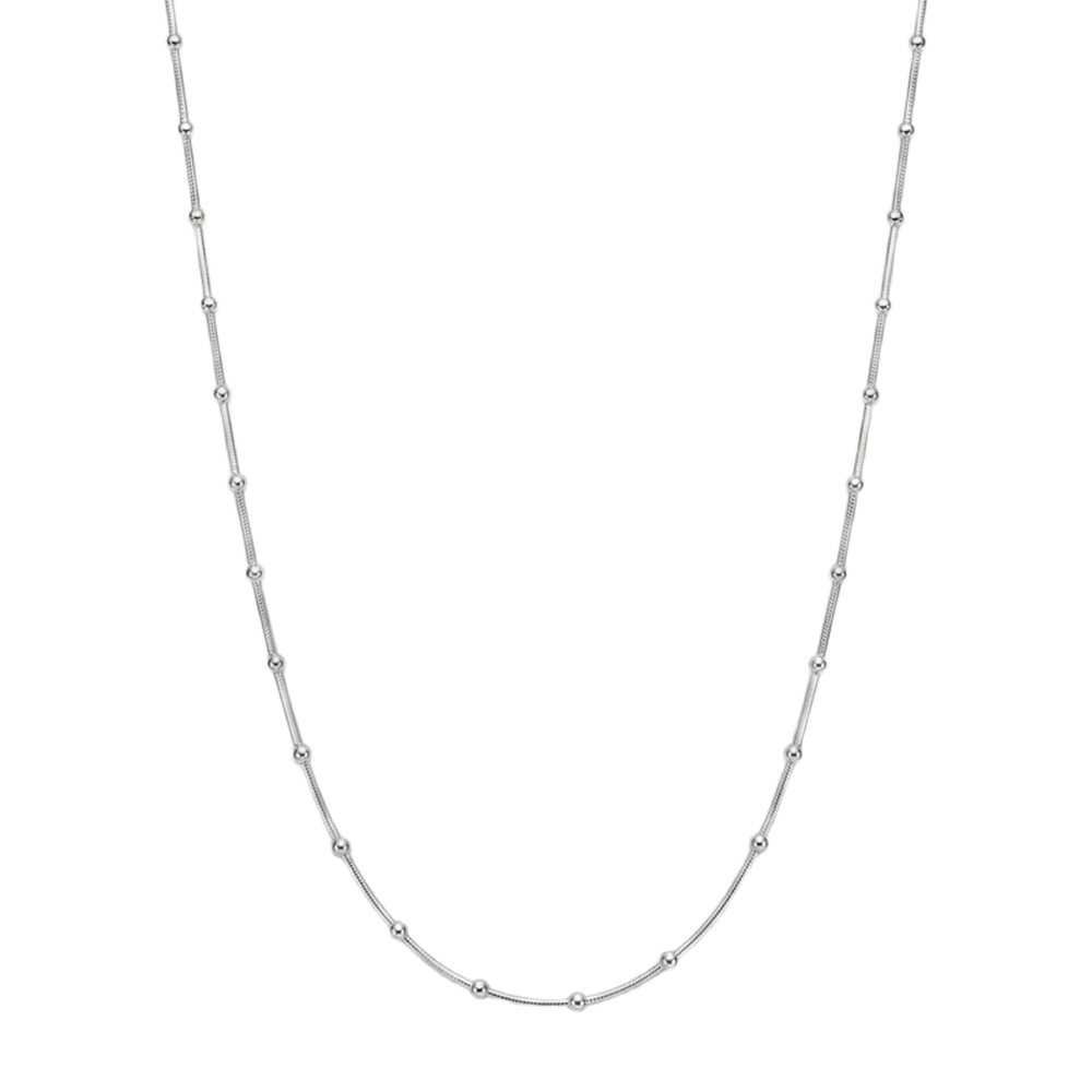 Cadena cuadrada con bolitas plata de ley