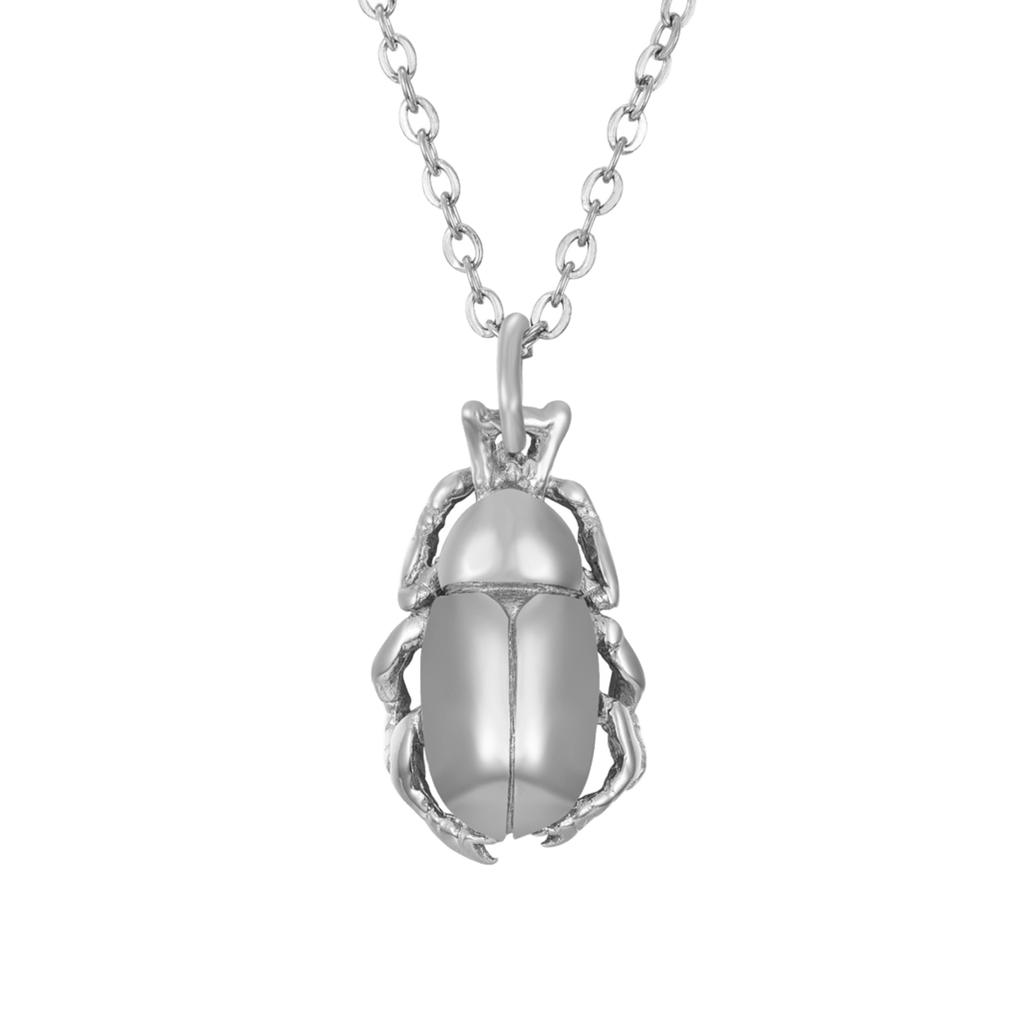 Colgante Escarabajo de Bendita Eva en acero inoxidable 316L hipoalergénico, waterproof, detalle del diseño