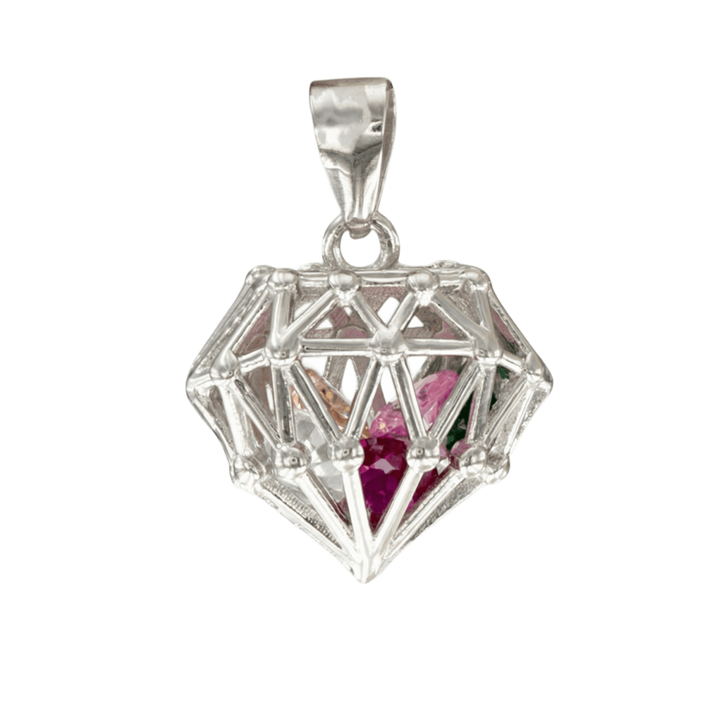 Llamador de Angeles colgante diamante plata de ley