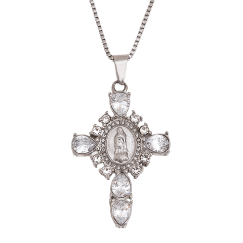 Cruz plata Circonitas blancas