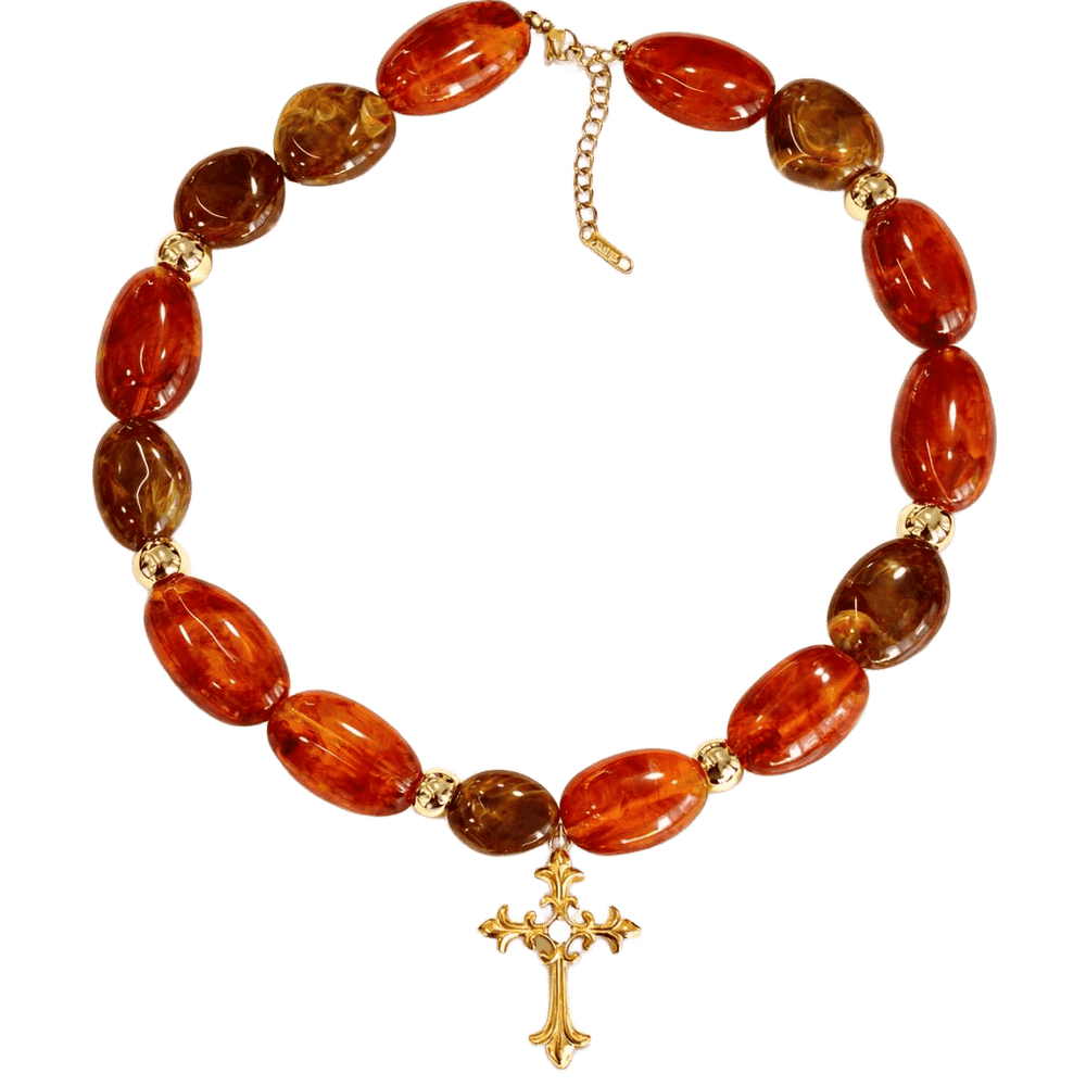 Collar piedras con colgante Cruz