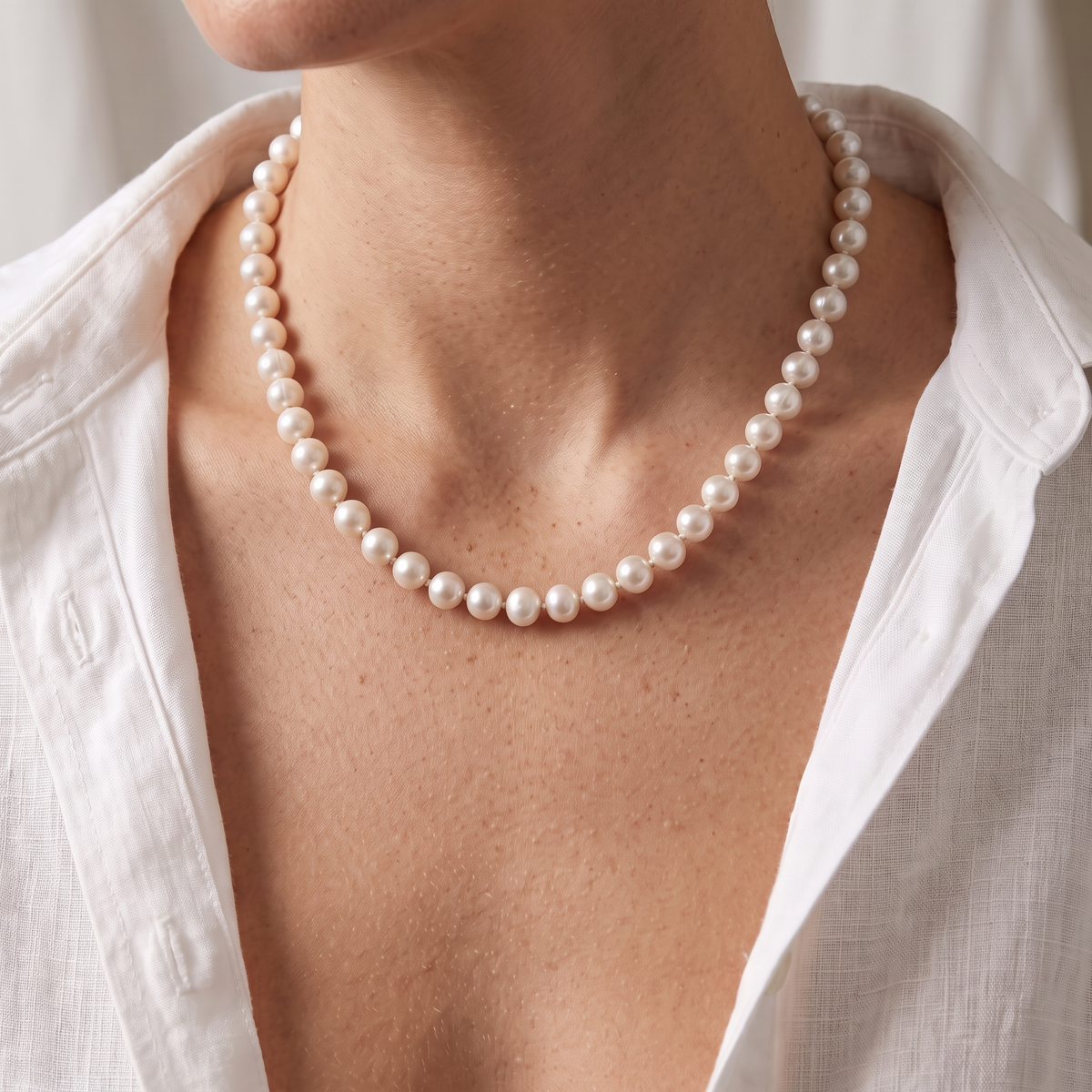 Nuestro collar de perlas redondas de 8 a 9 mm y 45 cm de largo destaca por la belleza de sus perlas de calidad triple A (AAA), seleccionadas por su brillo, su forma redonda y su acabado. Una joya que realza la belleza natural de las perlas y aporta personalidad a cualquier combinación.