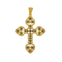 Cruz Filigrana y piedras Marquesitas plata de ley 925 y baño de oro 18K