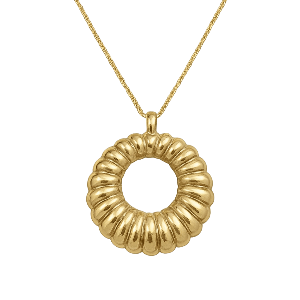 Colgante circulo Sol plata de ley y baño de oro 18K
