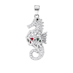 Llamador de Angeles colgante caballito de mar circonitas plata de ley