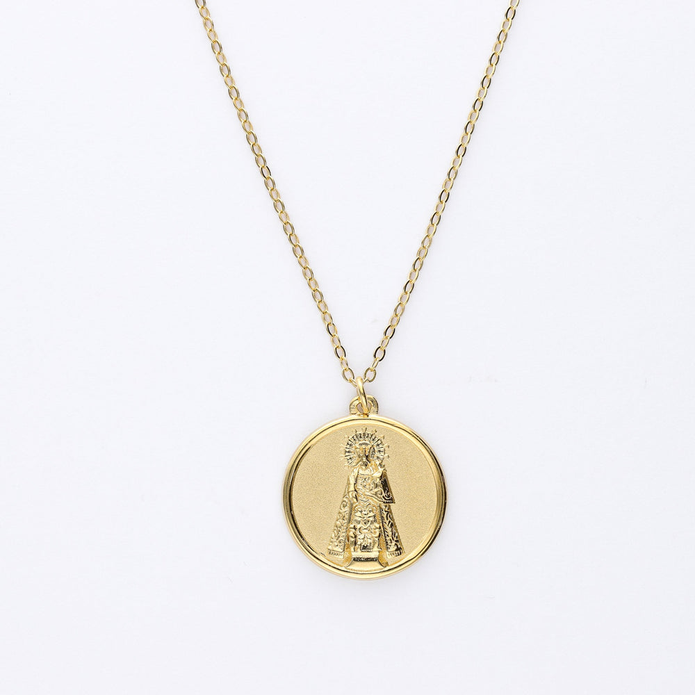 Colgante Medalla Virgen de los Desamparados plata de ley 925 bañada en oro 18K