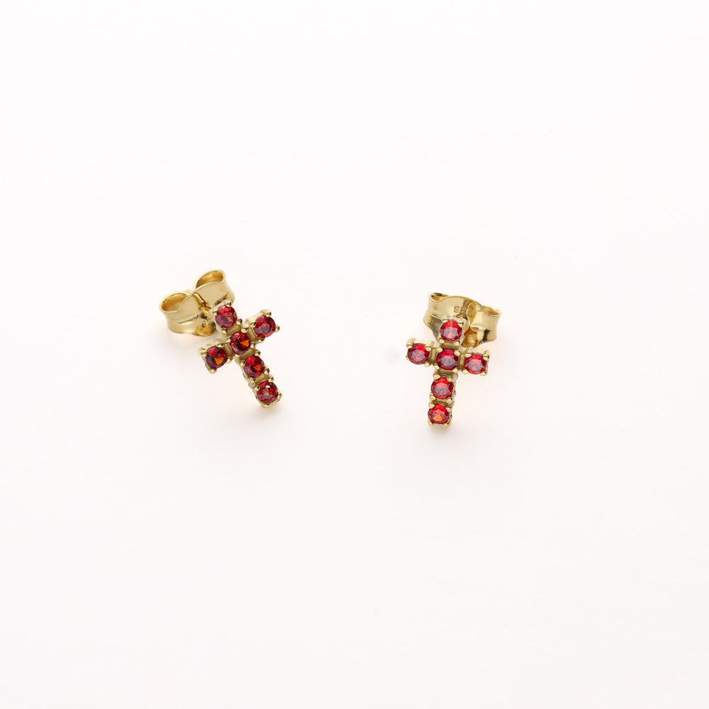 
                      
                        pendientes cruces circonitas rojas plata de ley 925 y baño de oro de 18 kt
                      
                    