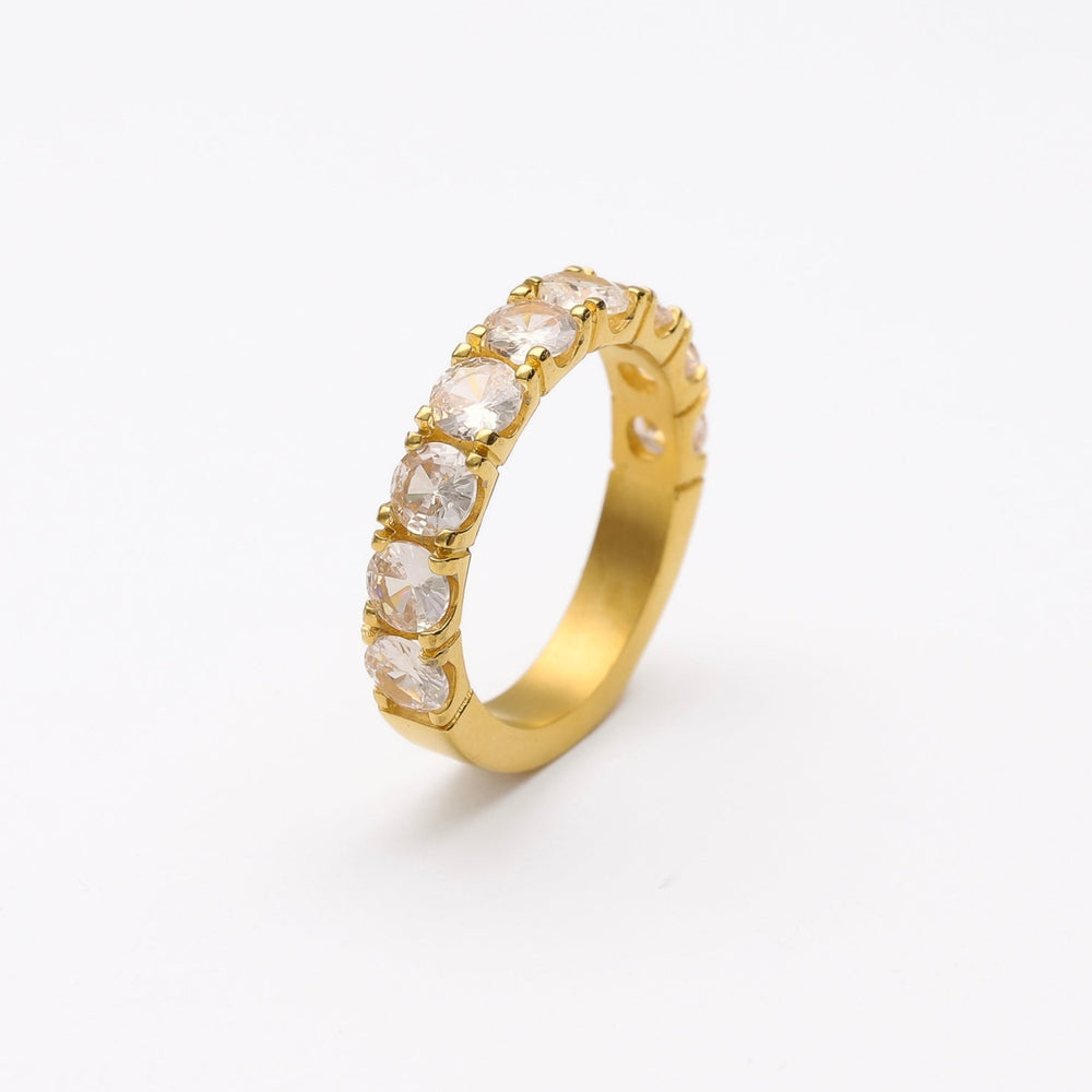 Anillo Shimmer de circonitas de acero inoxidable y baño de oro de 18 kt - Bendita Eva