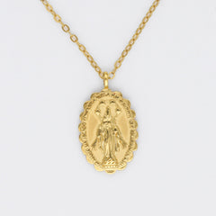 Colgante medalla Virgen Milagrosa plata de ley bañado en oro 18K