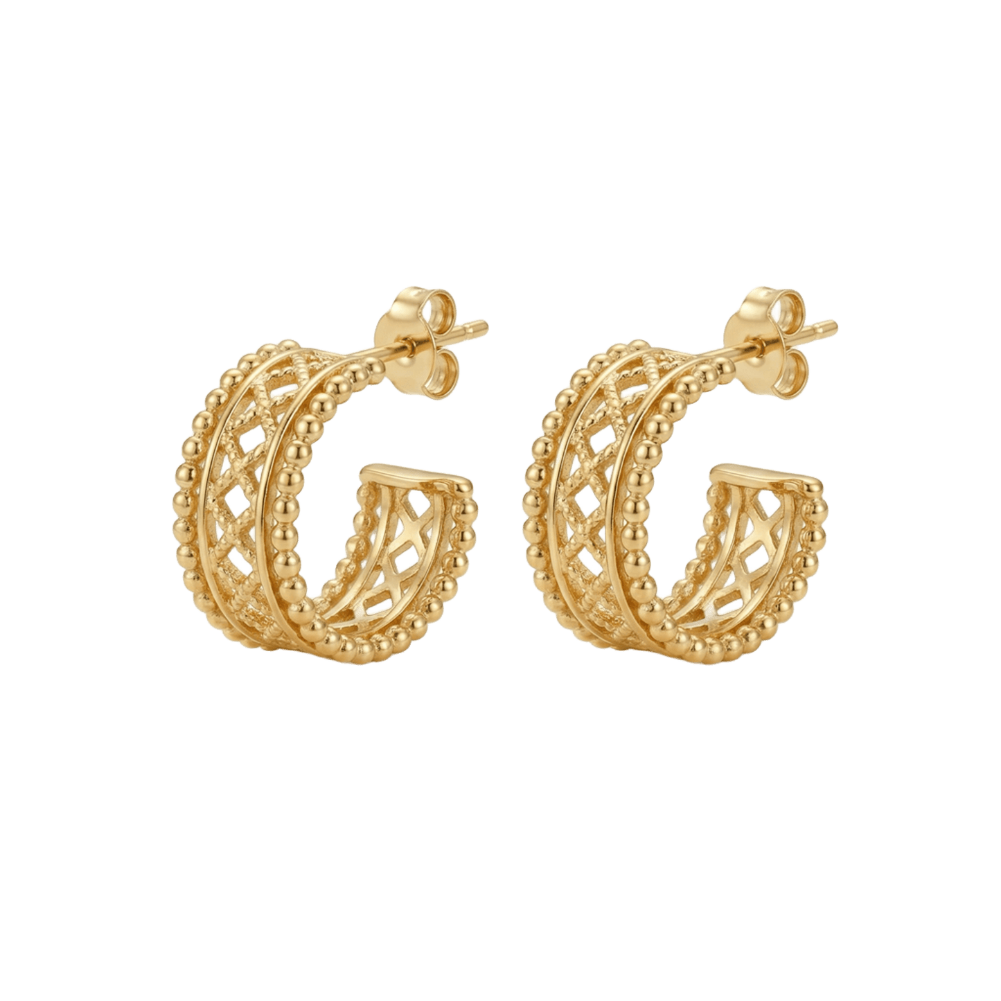 Pendientes de filigrana artesanal en plata 925 con baño de oro 18K, elegantes y sofisticados, 20 mm, perfectos para joyería de lujo discreto de Bendita Eva

