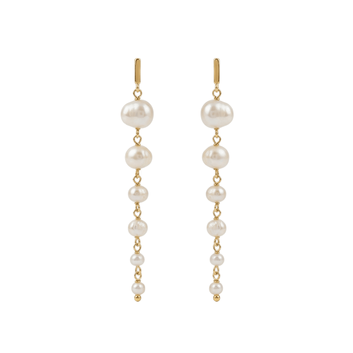 pendientes de perlas naturales plata de ley y baño de oro de Bendita Eva