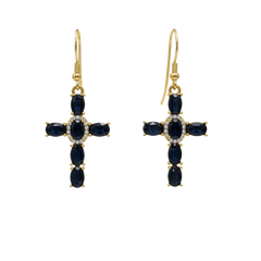 Pendientes Cruz circonitas negras