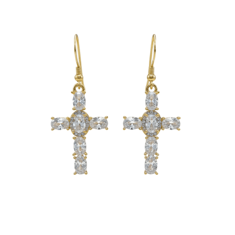 Pendientes Cruz circonitas blancas