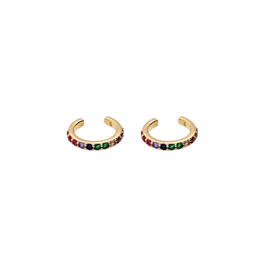 Ear cuff gold with zirconia Rainbow