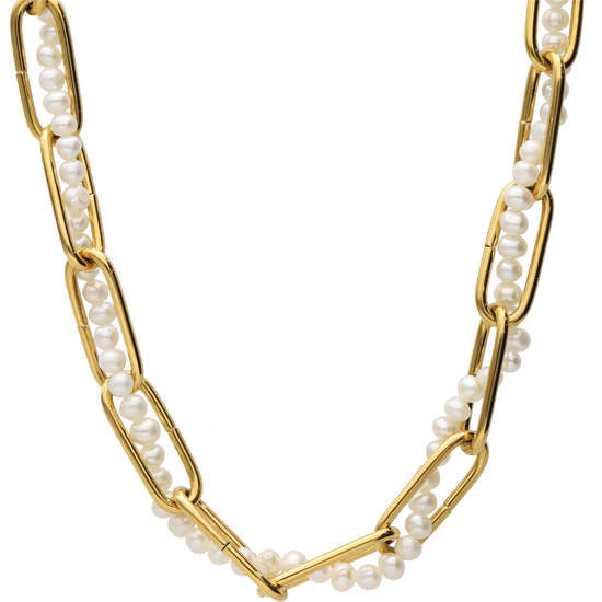 La cadena Basic entrelazada con perlas naturales de 2 mm , una cadena de especial y versátil como nunca la habias visto. Basic Pearl cuenta con eslabones de 7 mm y un cierre mosquetón ajustable de hasta 60 cm.