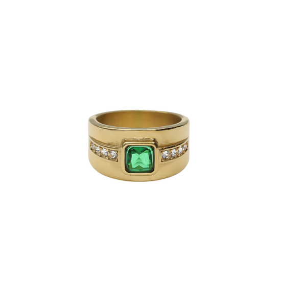 anillo circonita cuadrada esmeralda - Bendita Eva