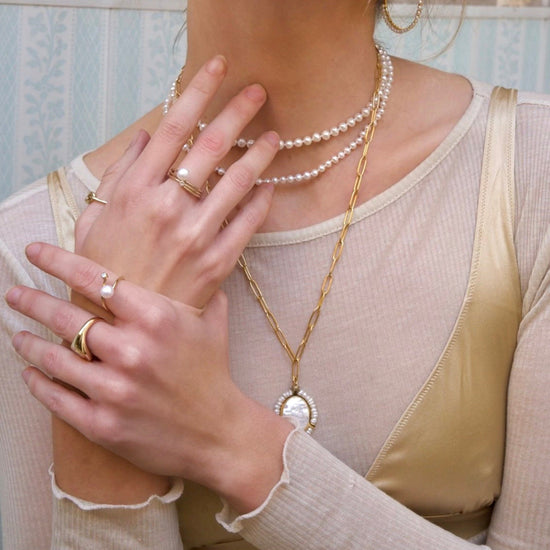 Collar plata de perlas Angie