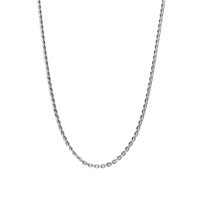 La cadena de eslabón pequeño Edén ha sido diseñada en Plata de Ley 925 y está también disponible con un acabado en oro de alta calidad. Disponible en 3 tamaños: 40, 50 y 70 centímetros. 