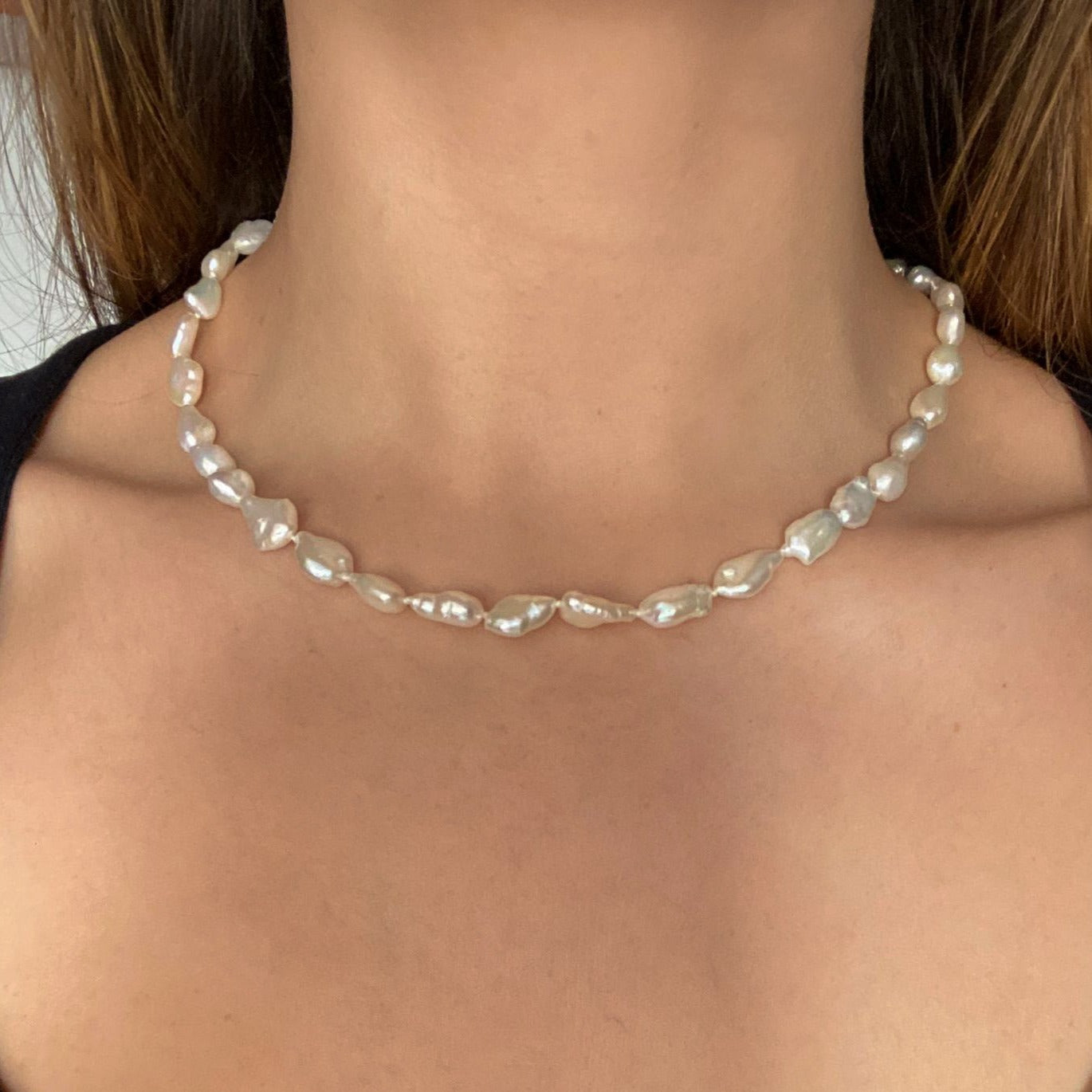 Kleine barocke Perlenkette aus Silber