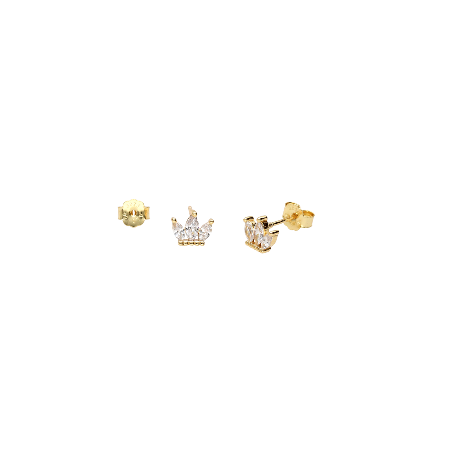 Pendientes oro con circonitas Corona mini