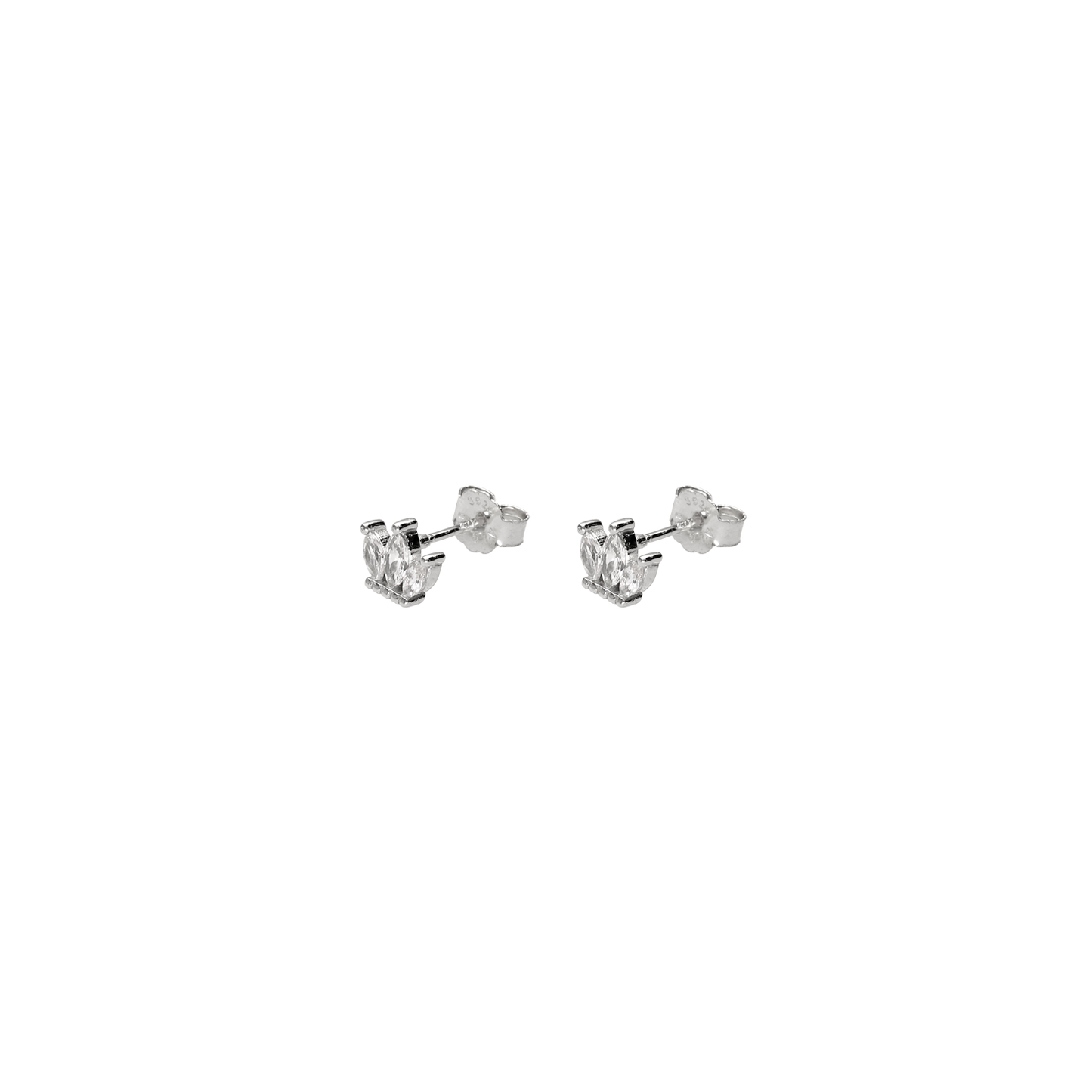 Load image into Gallery viewer, Silver earrings with zirconia mini crown
