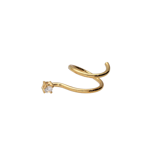 Load image into Gallery viewer, The Patricia earrings, made in sterling silver, are simple, in the shape of a spiral with a smooth texture and crowned with a square zirconia.
